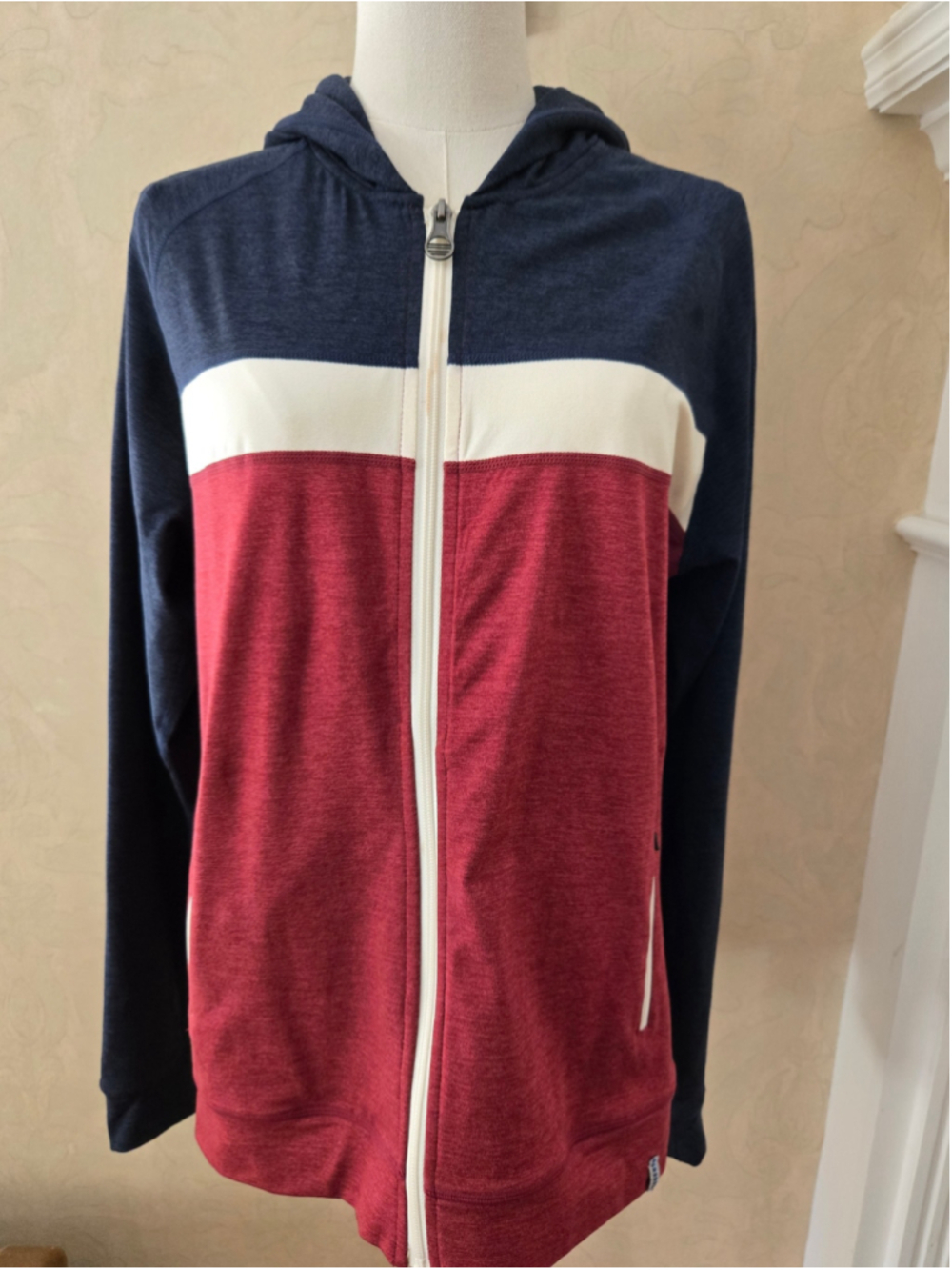 Men's Marine Layer Colorblock Zip-Up Hoodie, Size S, Blue/Red/White
